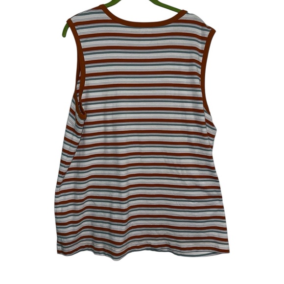 Duluth Trading Co. Armachillo Striped Tank Top | 2X | Rust Sage White 100% Cotto - Picture 2 of 5